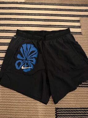 Nike Black Shorts with Blue Floral Graphic